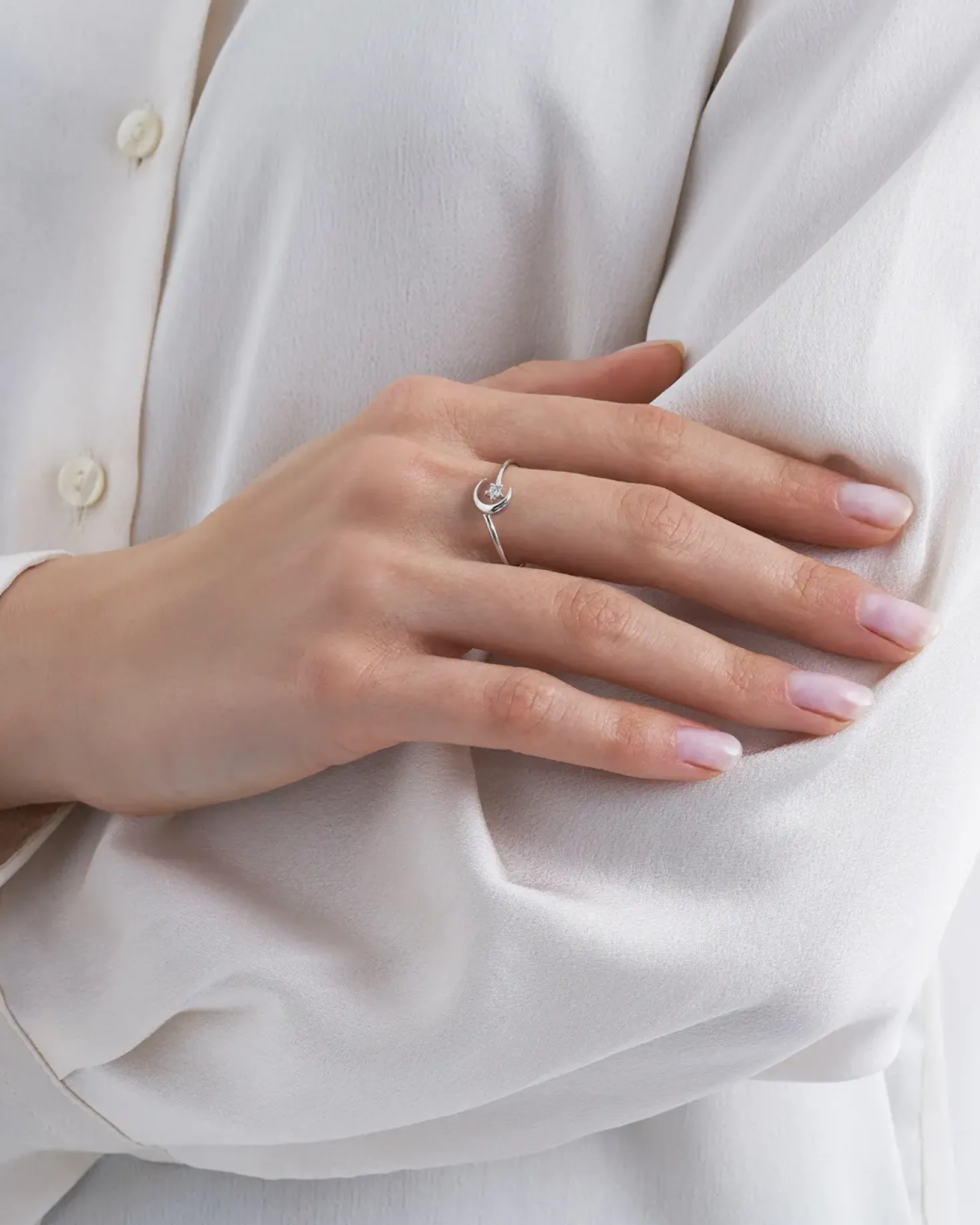 Bague en argent massif - Cuddling Moon