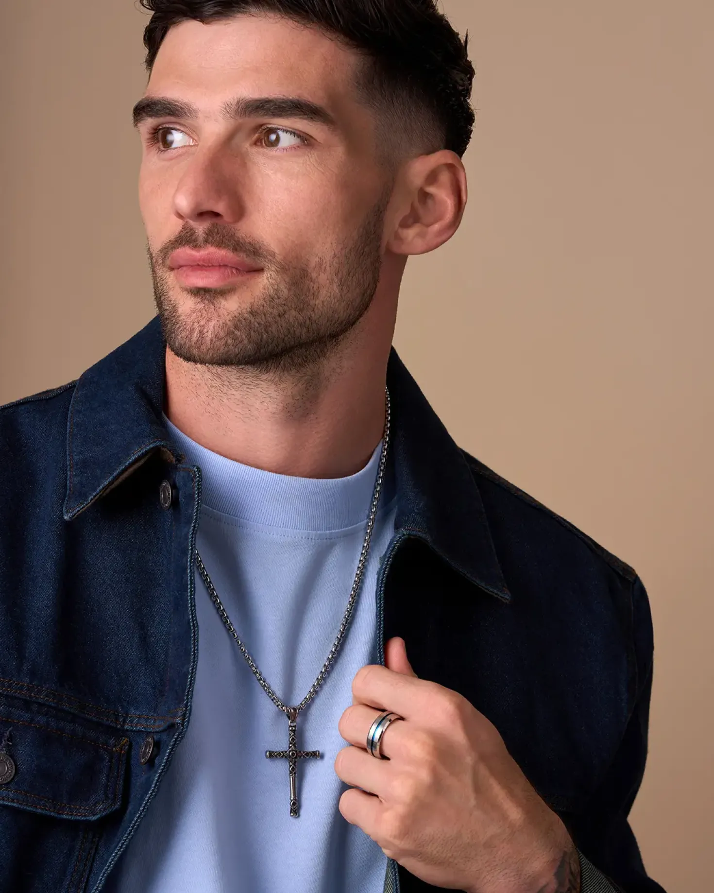 Bague pour homme - Blue Stripe