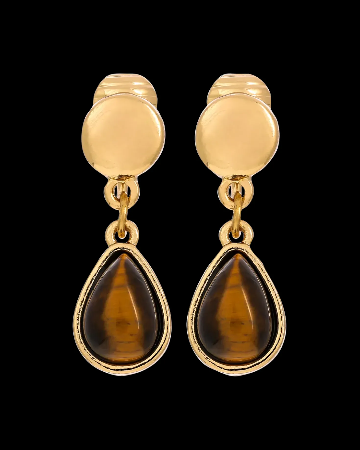 Boucles d'oreilles clips - Tiger Eye