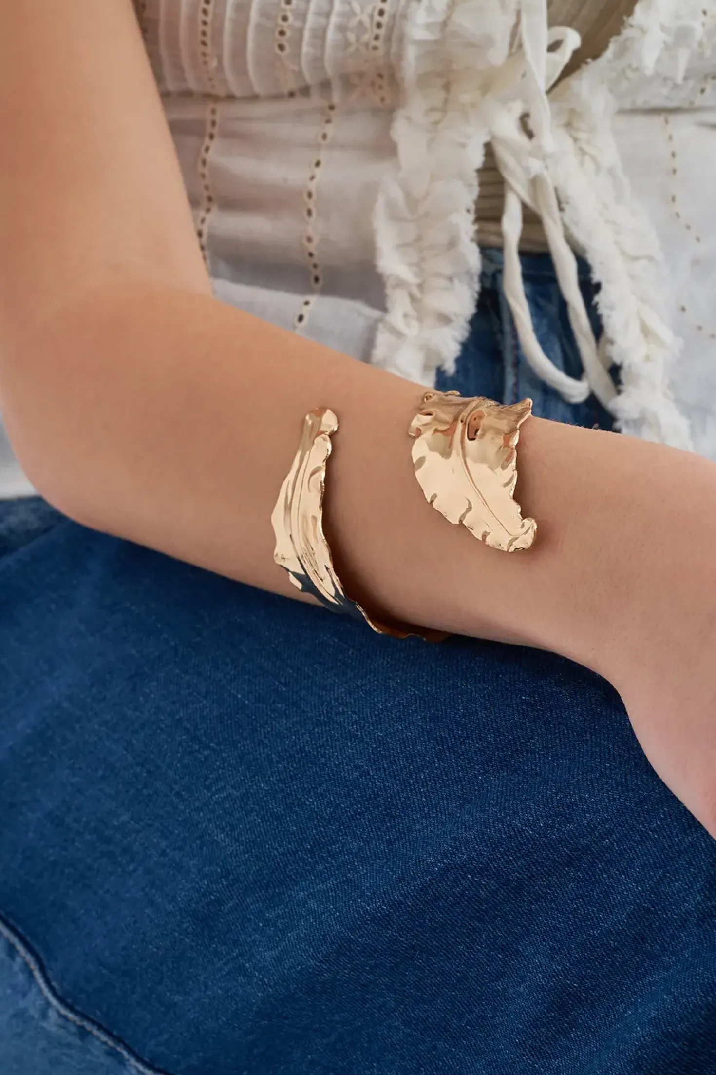 Bracelet jonc - Hammered Leaf