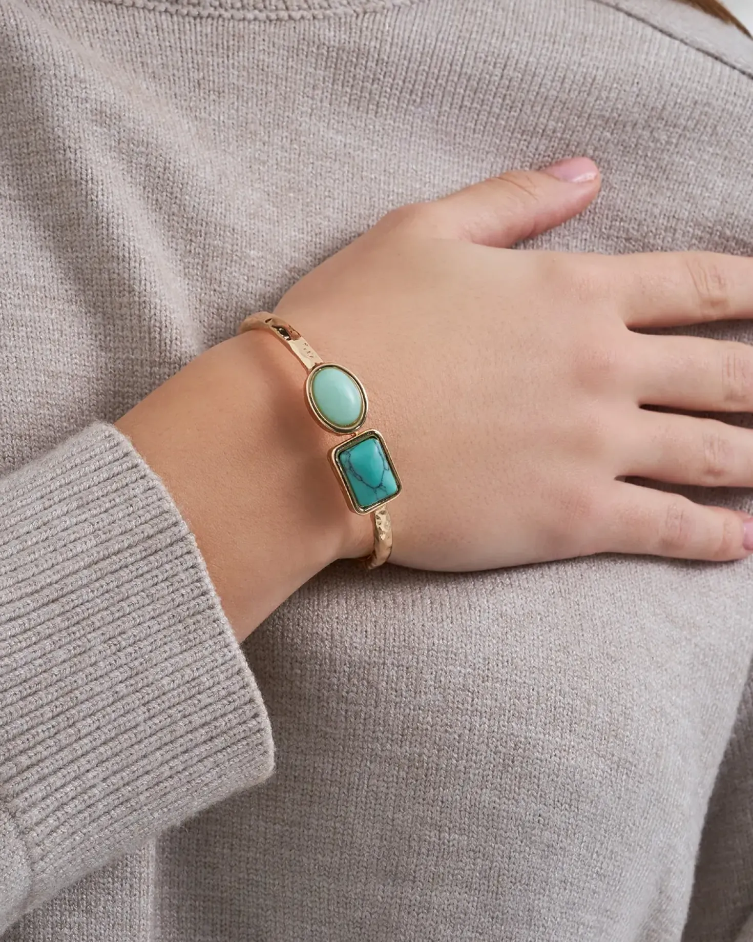 Bracelet jonc - Square Amazonite