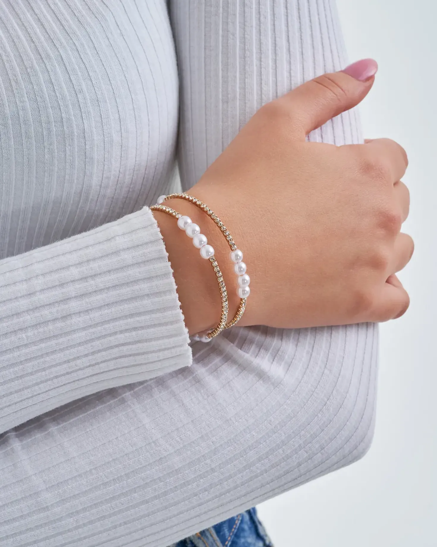 Bracelet jonc - White Pearls