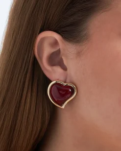 Clous d'oreilles - Burgundy Hearts
