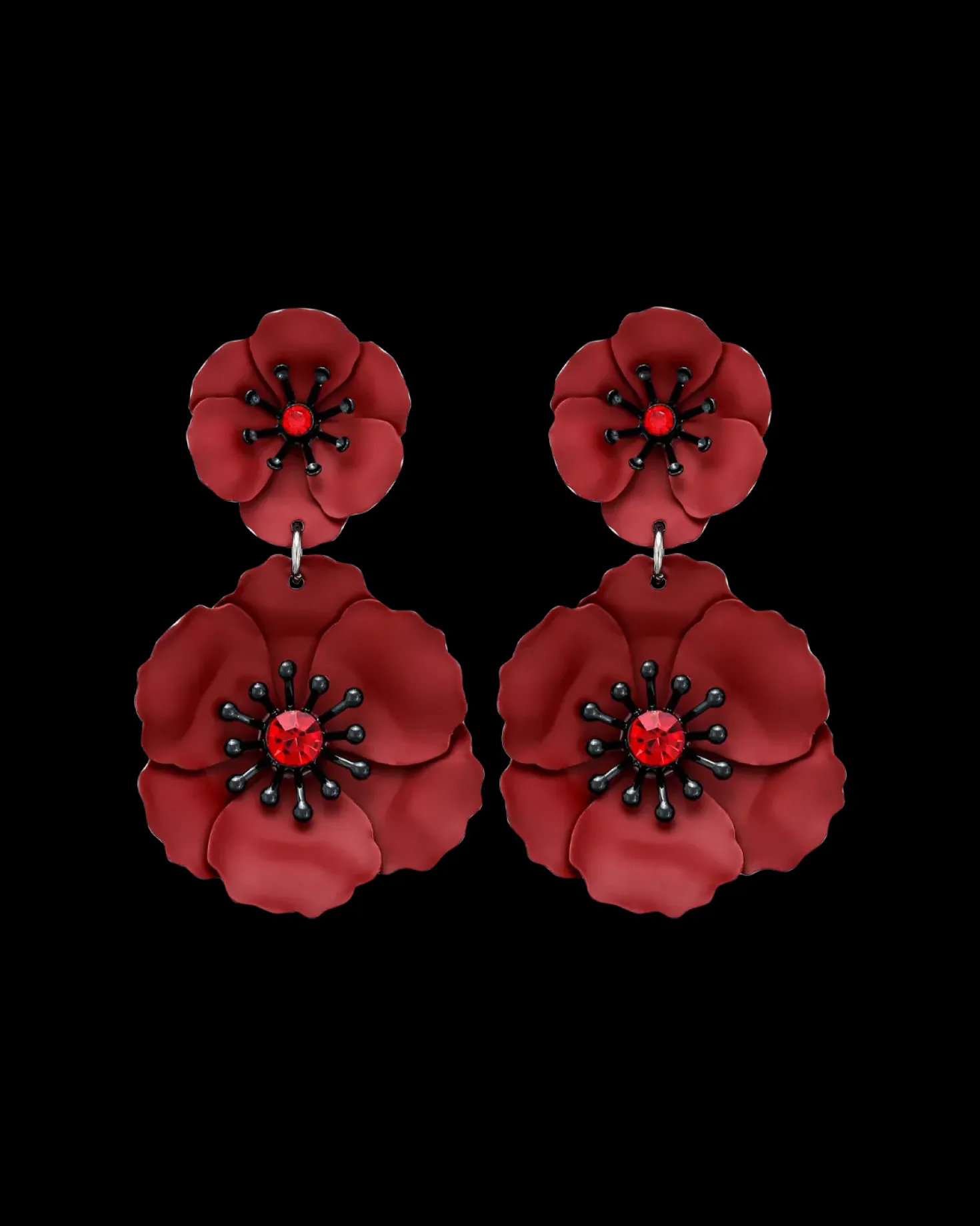 Clous d'oreilles - Burgundy Rose
