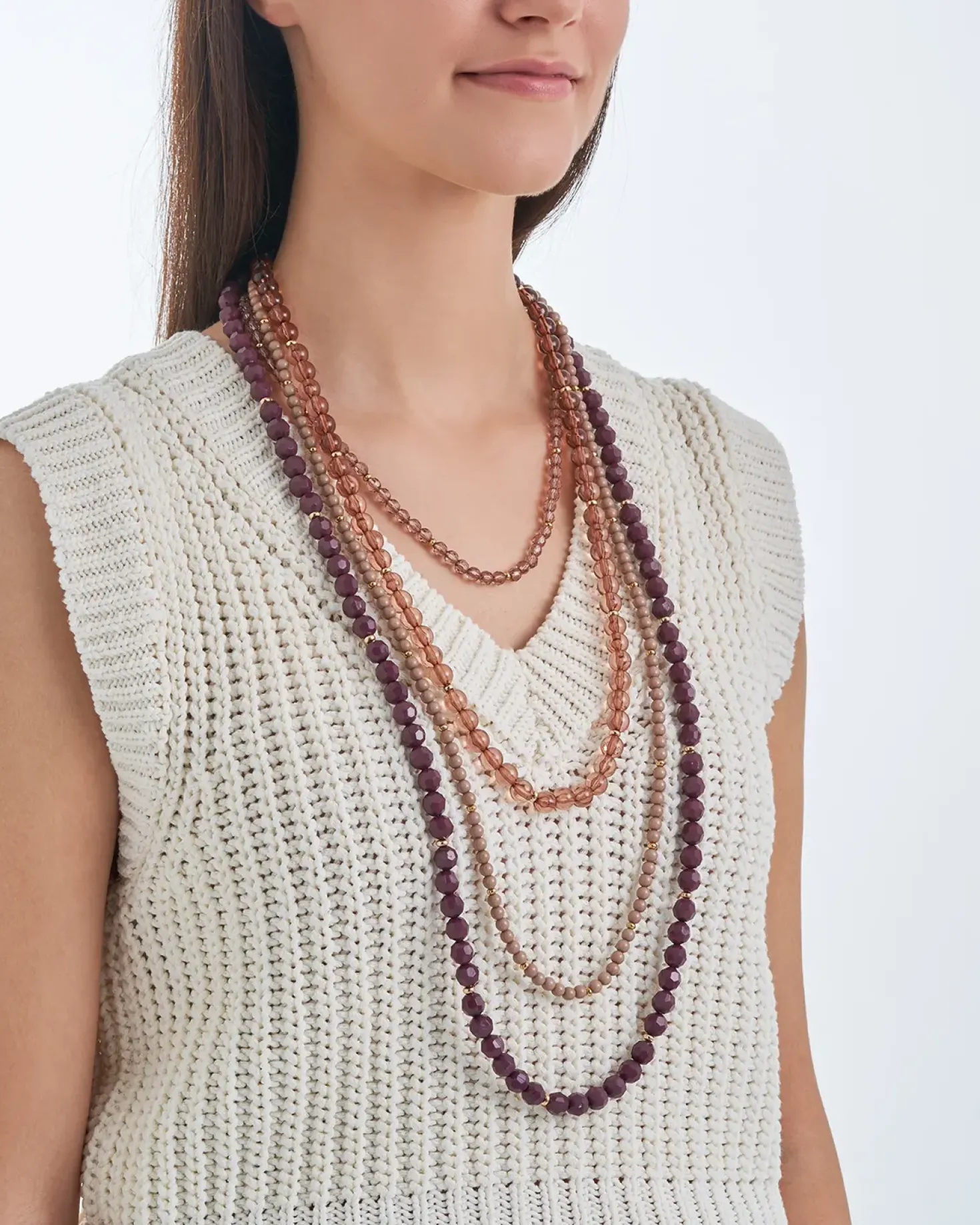Collier multirangs - Brown Beads