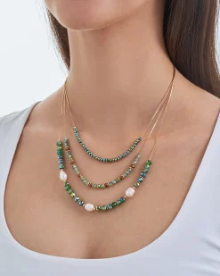 Collier multirangs - Green Beads