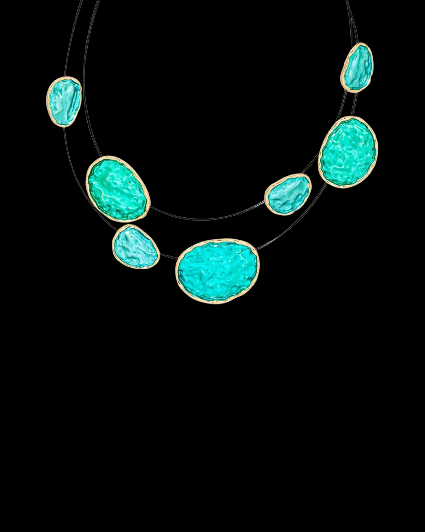 Collier multirangs - Hammered Turquoise