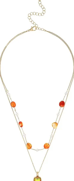 Collier multirangs - Orange Agate