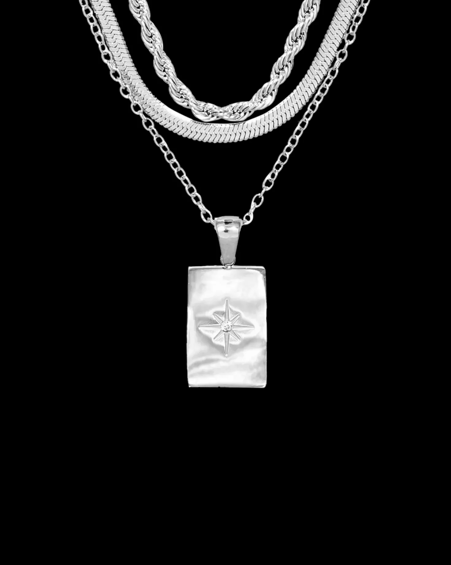 Collier multirangs - Rectangle Steel