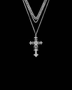 Collier multirangs - Rhinestone Cross