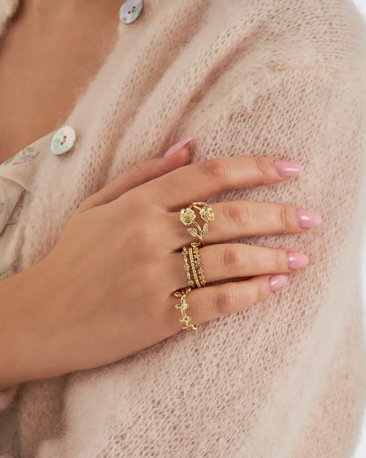 Ensemble de bagues - Golden Rose