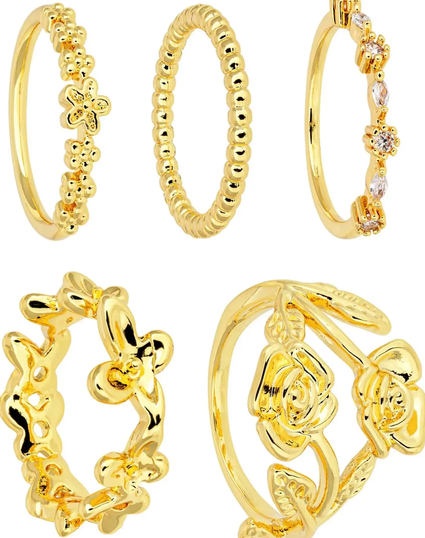 Ensemble de bagues - Golden Rose