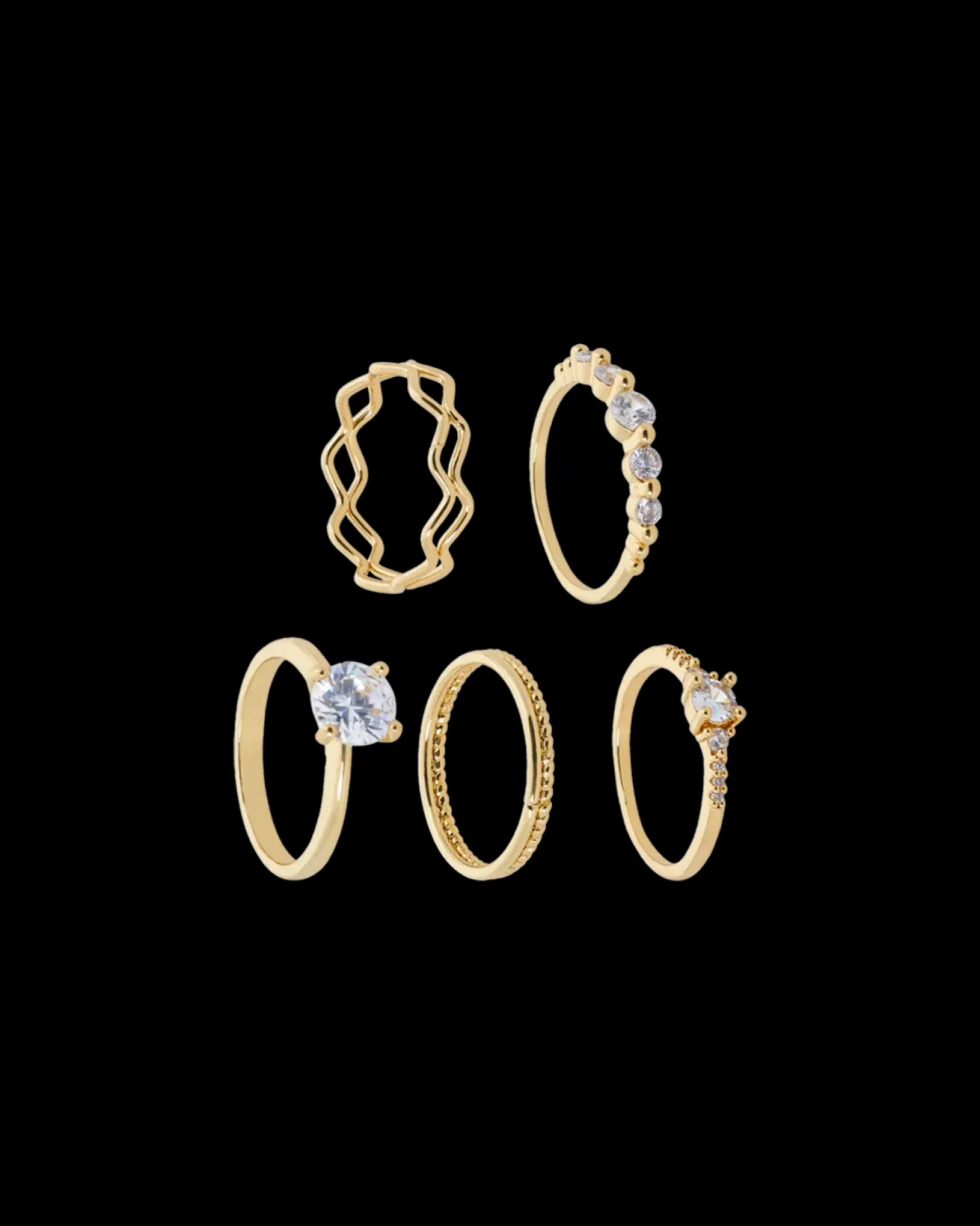 Ensemble de bagues - Golden Elegance