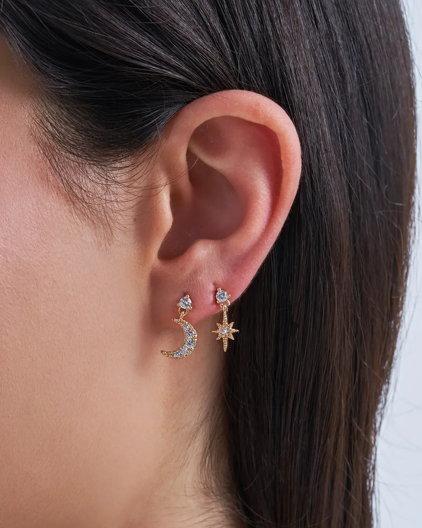 Ensemble de boucles d'oreilles - Moon Stars