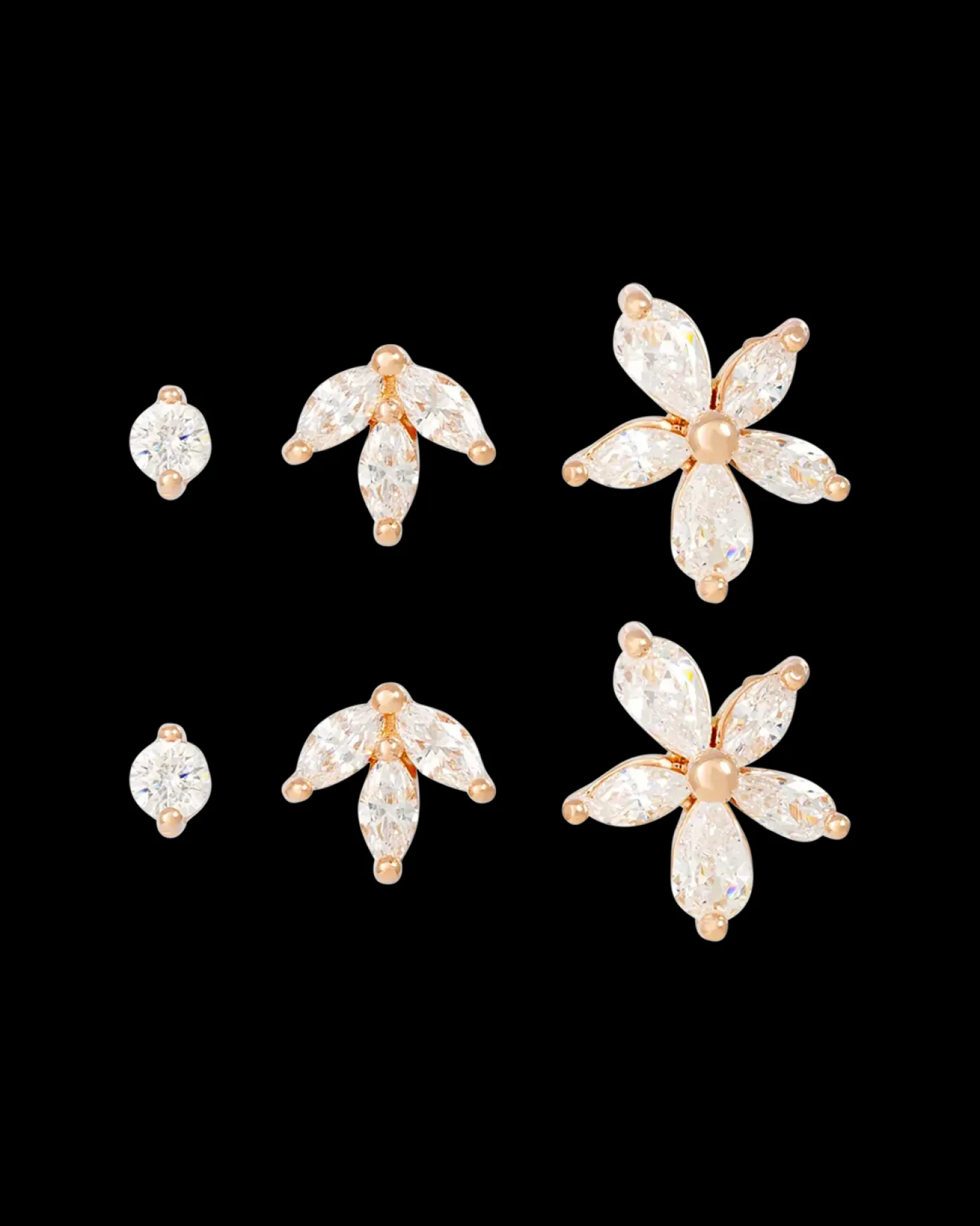 Ensemble de clous d'oreilles - Rosé Trio