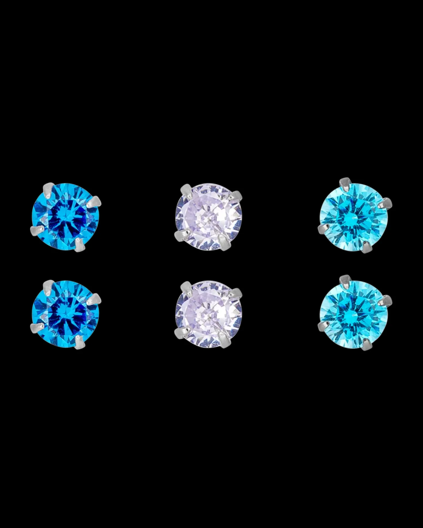 Ensemble de clous d'oreilles - Blue Shine