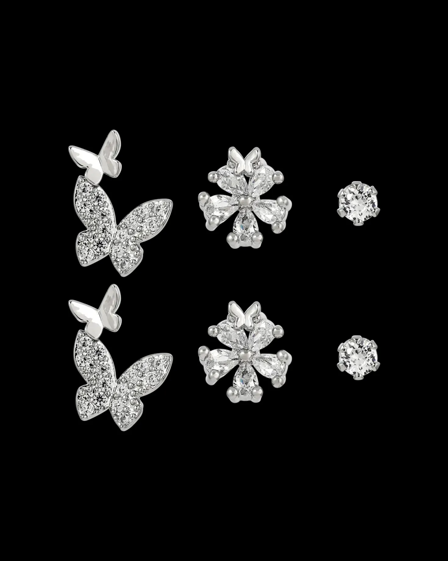 Ensemble de clous d'oreilles - Silver Garden