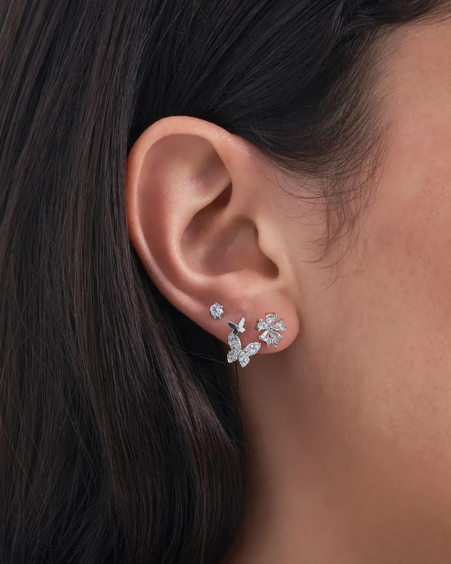 Ensemble de clous d'oreilles - Silver Garden