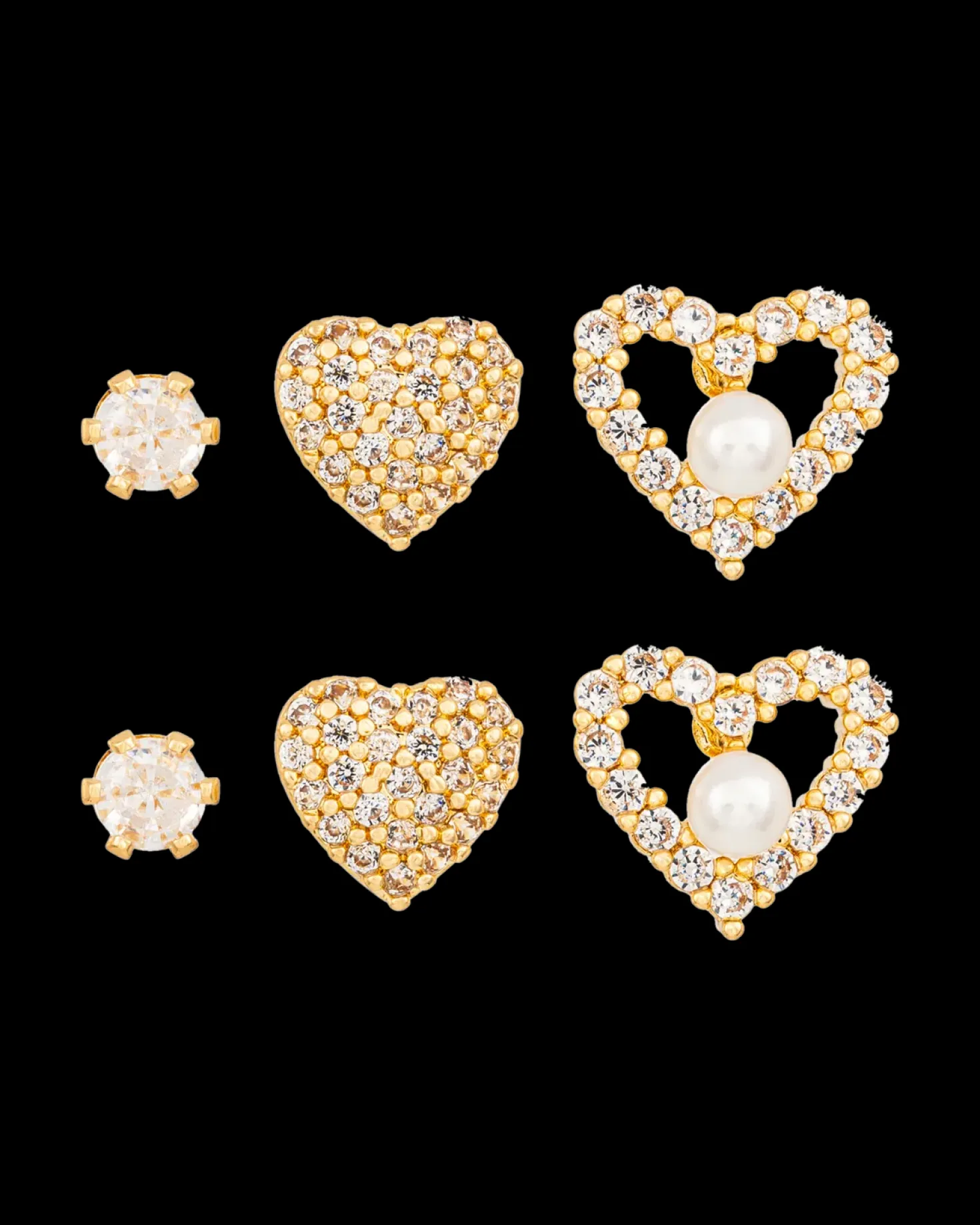 Ensemble de clous d'oreilles - Sparkle Heart